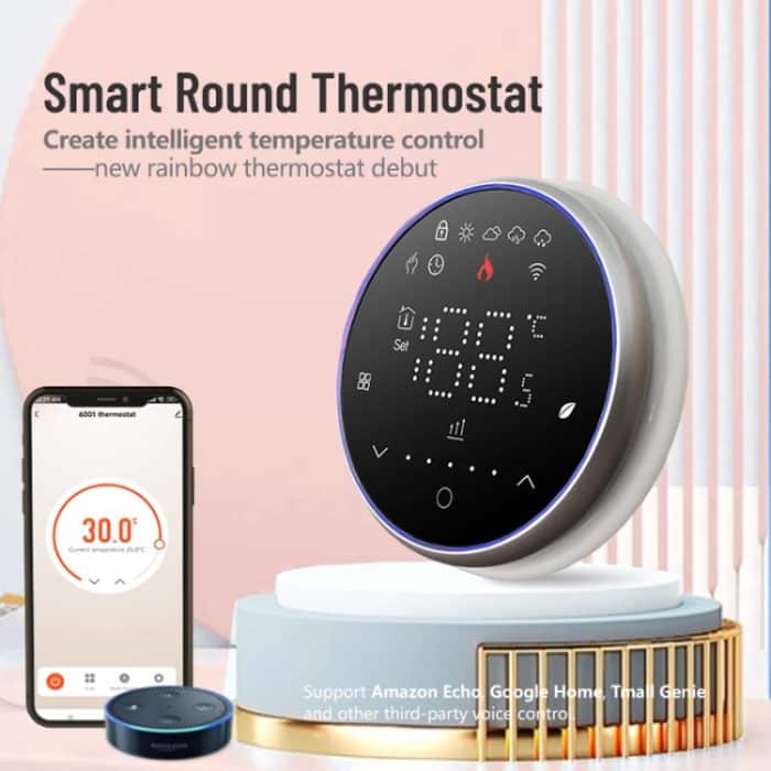 BHT-6001GCLW 95-240V AC 5A Smart Round Thermostat Boiler Heizung LED-Thermostat, With WiFi, Without WiFi – Bild 9
