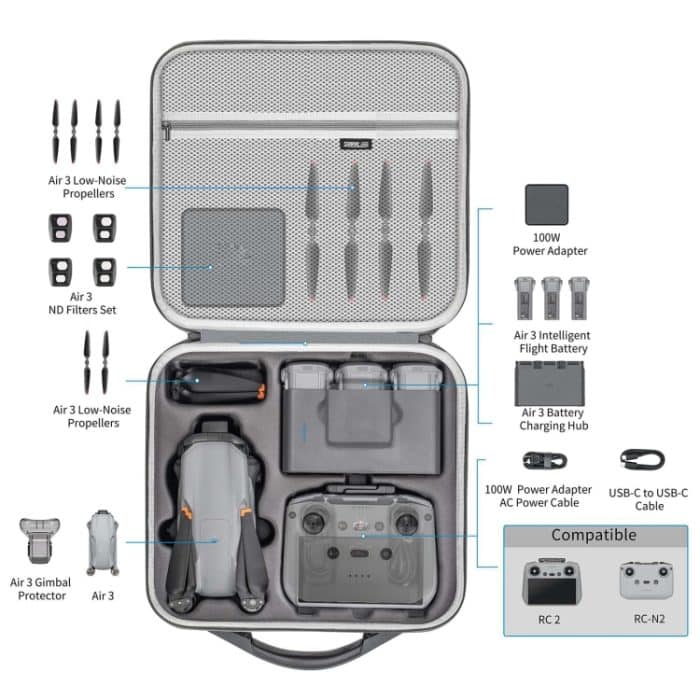 STARTRC Schulter-Aufbewahrungstasche, PU-Handtasche, For DJI Air 3 / RC 2 / RC-N2 – Bild 5