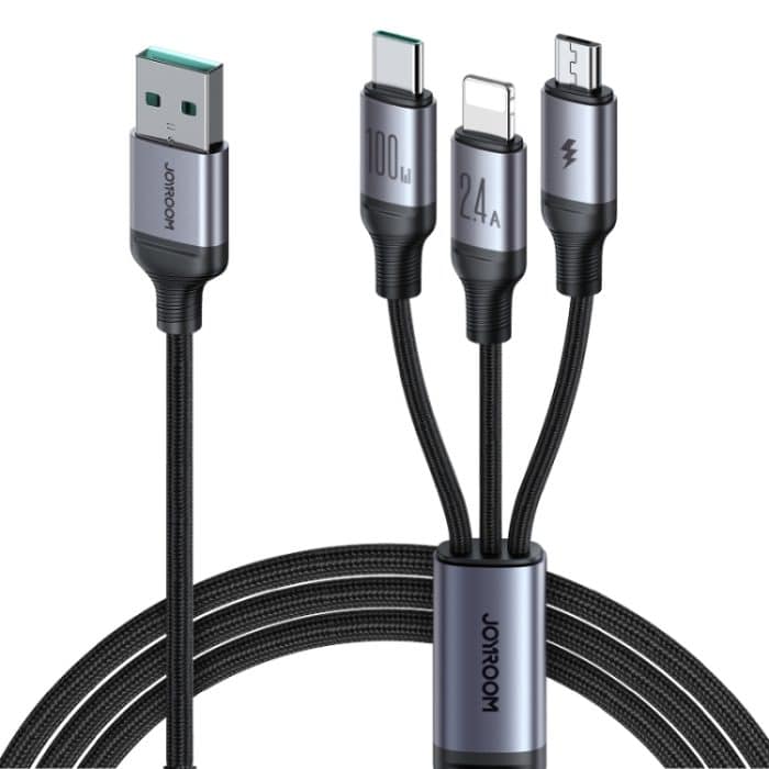 JOYROOM A21 100 W USB auf 8 Pin+Typ-C+Micro USB 3 in 1 Ladekabel, Länge: 1,2 m – Bild 1