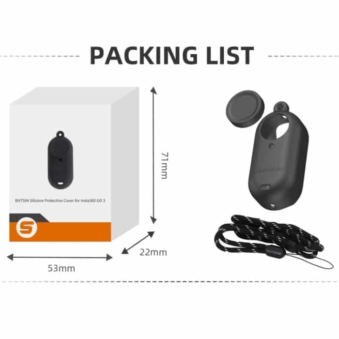 Sunnylife IST-BHT594 Kameragehäuse aus Silikon mit Objektivdeckel und Tragegurt, For Insta360 Go 3 – Bild 10