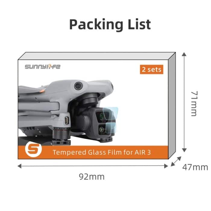 Sunnylife Linsenschutz aus gehärtetem Glas, kombinierte Schutzfolien, For DJI Air 3 1 Set, For DJI Air 3 2 Sets – Bild 7