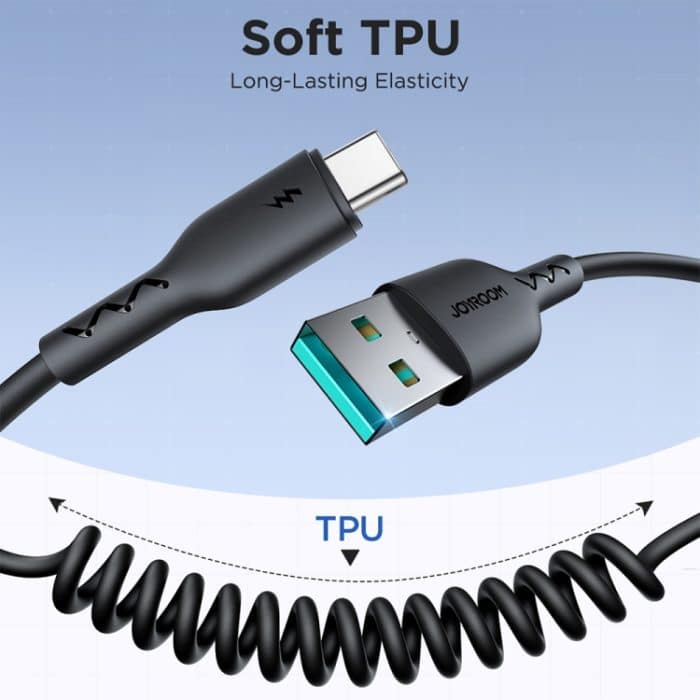 JOYROOM SA38-AC3 3A USB-auf-USB-C/Typ-C-Spiral-Schnellladedatenkabel – Bild 6