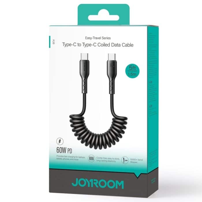 JOYROOM SA38-CC3 60 W USB-C/Typ-C auf USB-C/Typ-C Spiralschnelllade-Datenkabel – Bild 10