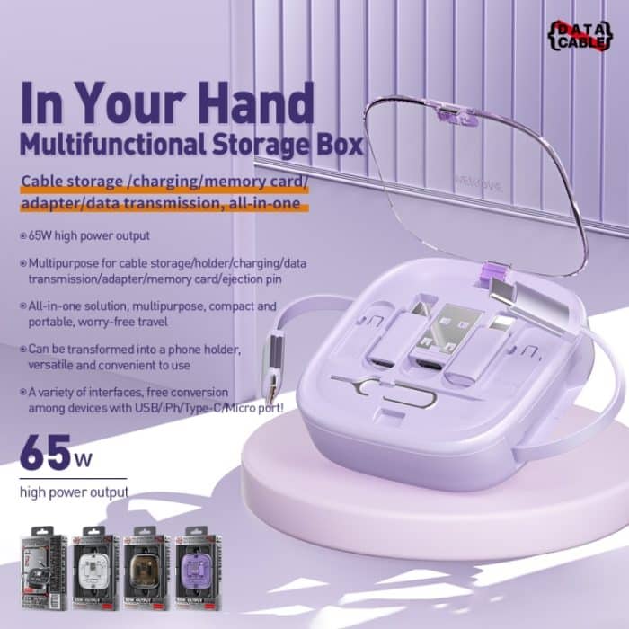 WK WDC-15 Pioneer Series 65 W USB-C/Typ-C auf USB-C/Typ-C multifunktionales Teleskop-Speicherdatenkabel, Länge: 1 m – Bild 8