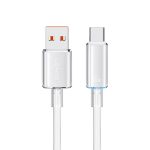 USAMS USB zu Typ-C 6A Aluminiumlegierung klares LED-Schnellladedatenkabel, Länge: 1,2 m