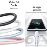 USAMS USB zu Typ-C 6A Aluminiumlegierung klares LED-Schnellladedatenkabel, Länge: 1,2 m – Bild 3