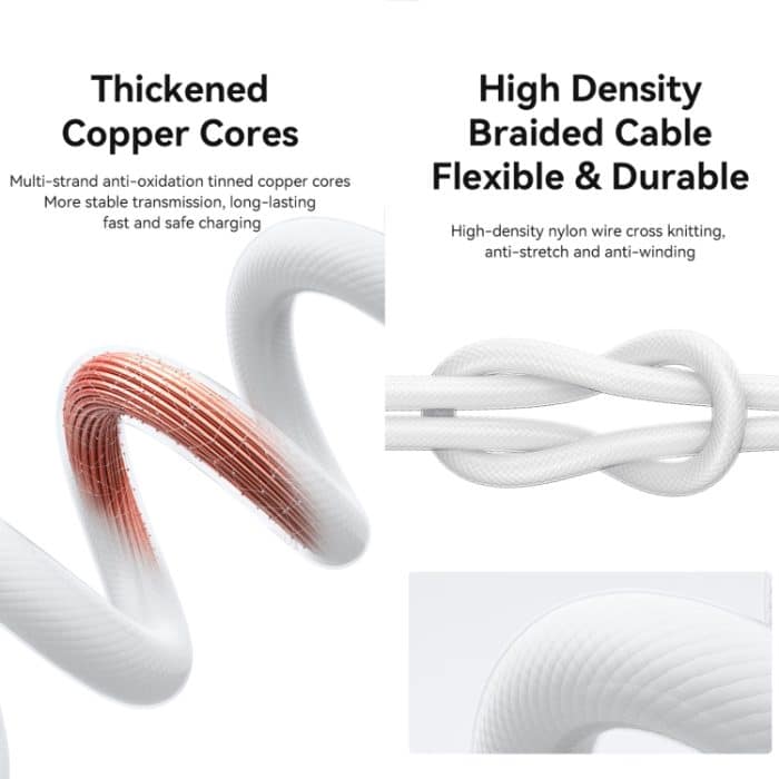 USAMS Typ-C auf 8-poliges, klares LED-30-W-PD-Schnellladedatenkabel aus Aluminiumlegierung, Länge: 1,2 m – Bild 4