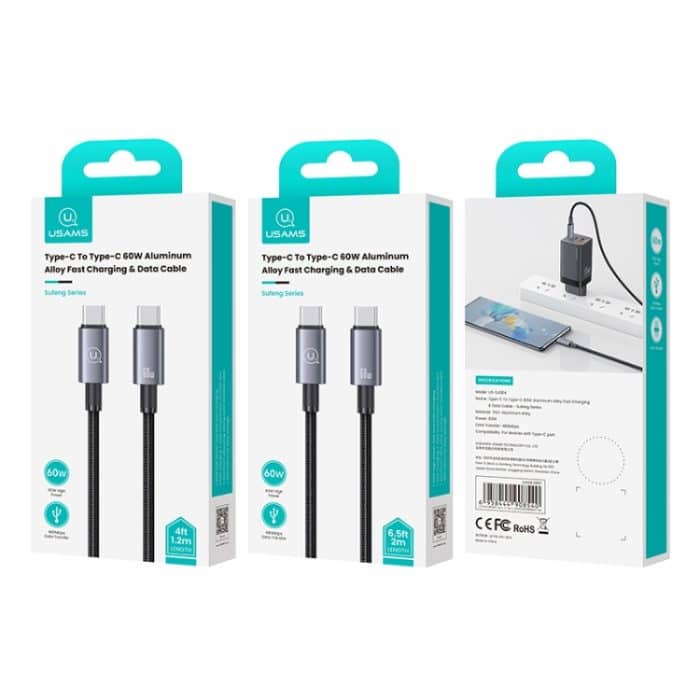 USAMS US-SJ661 Typ-C-auf-Typ-C-60-W-Schnellladedatenkabel, Länge: 1,2 m – Bild 3