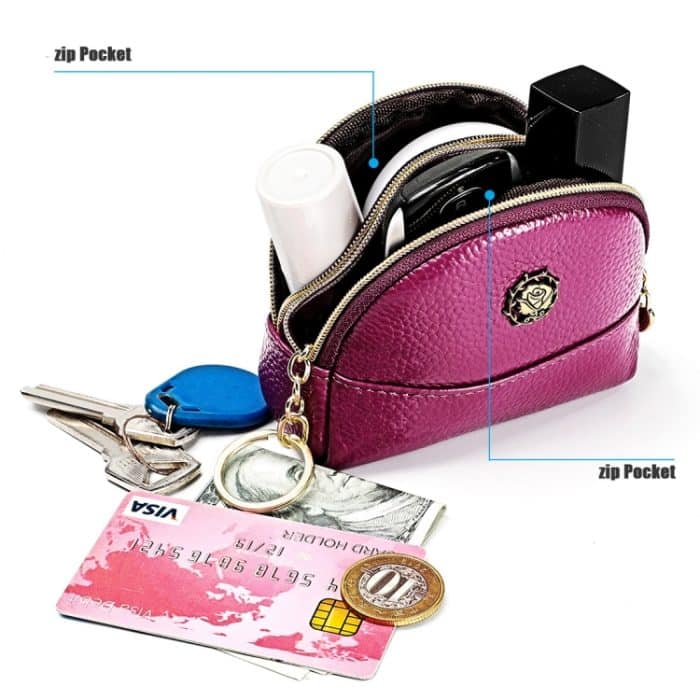 2027 Lady Leder Reißverschluss Geldbörse Kleine Muscheltasche mit Doppeltasche – Bild 6