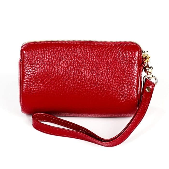 2033 Damen-Portemonnaie aus Leder, tragbar, mit Reißverschluss, kleine Kosmetiktasche mit Umhängeband – Bild 3