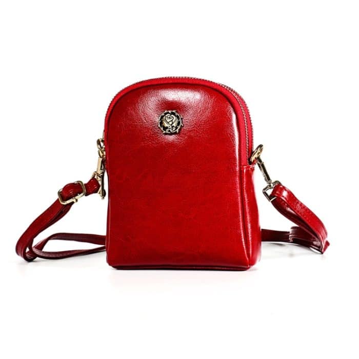 6062 Damen-Umhängetasche aus Ölwachs-Leder im Retro-Stil, kleine Handytasche, 6062 Red, 6062 Blue, 6062 Brown, 6062 Black – Bild 1