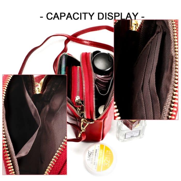 6062 Damen-Umhängetasche aus Ölwachs-Leder im Retro-Stil, kleine Handytasche, 6062 Red, 6062 Blue, 6062 Brown, 6062 Black – Bild 6