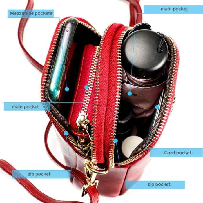 6062 Damen-Umhängetasche aus Ölwachs-Leder im Retro-Stil, kleine Handytasche, 6062 Red, 6062 Blue, 6062 Brown, 6062 Black – Bild 7