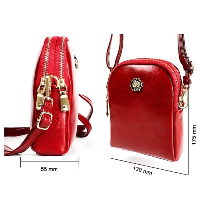 6062 Damen-Umhängetasche aus Ölwachs-Leder im Retro-Stil, kleine Handytasche, 6062 Red, 6062 Blue, 6062 Brown, 6062 Black – Bild 8