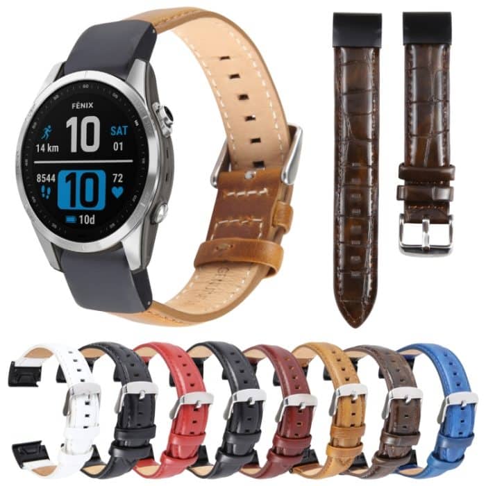 20-mm-Uhrenarmband aus echtem Leder mit Bambusverbindungsstruktur, For Garmin Fenix 7S – Bild 2