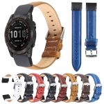 26 mm großes Uhrenarmband aus echtem Leder mit Leinwandbindung, For Garmin Fenix 7X – Bild 2