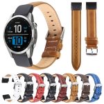 20 mm großes Uhrenarmband aus echtem Leder mit Leinwandbindung, For Garmin Fenix 7S – Bild 2