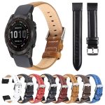 26-mm-Uhrenarmband aus echtem Leder mit Bambusgelenkstruktur, For Garmin Fenix 7X – Bild 2