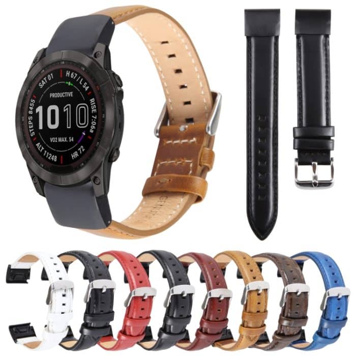 26-mm-Uhrenarmband aus echtem Leder mit Bambusgelenkstruktur, For Garmin Fenix 7X – Bild 2