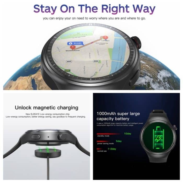 UNIWA DM80 1,43 Zoll IP67 Wasserdichte Android 8.1 Smartwatch, unterstützt 4G-Netzwerk / WiFi / GPS / NFC – Bild 8