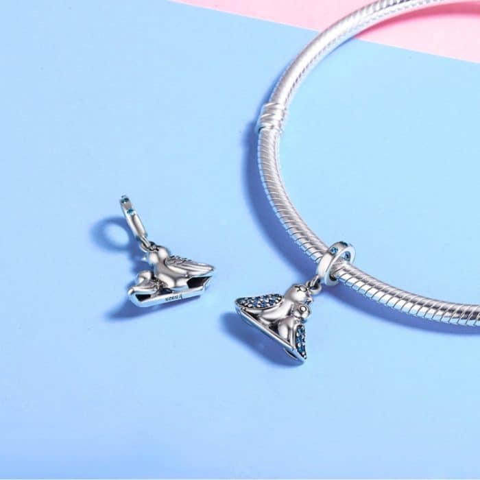 S925 Silber eingelegt Blue Gem Bird Armband Zubehör – Bild 5