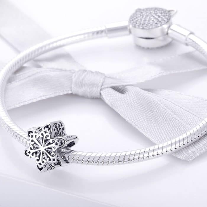S925 Sterling Silber Winter Schneeflocken Perlen DIY Armband Halskette Zubehör – Bild 7