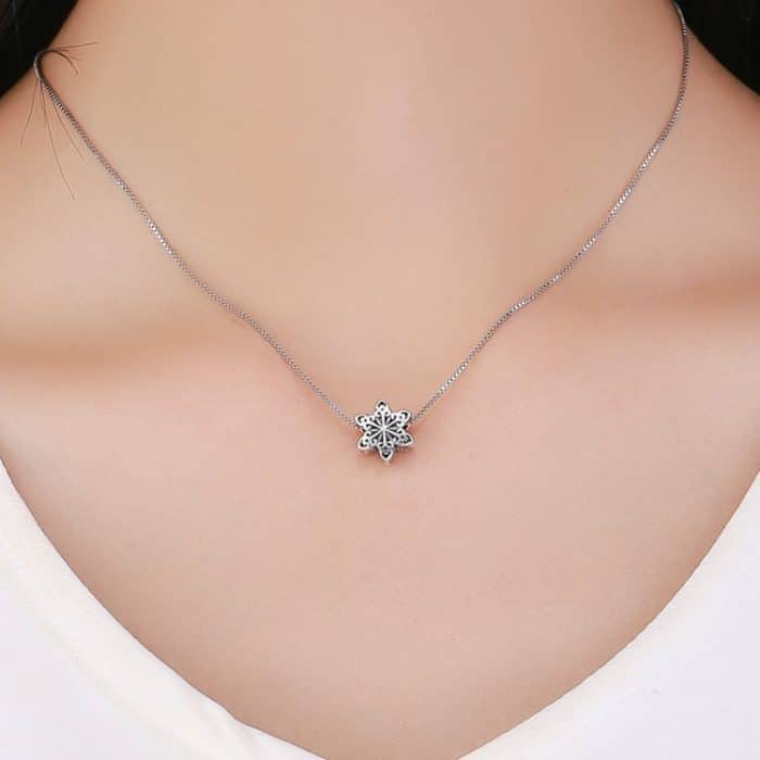 S925 Sterling Silber Winter Schneeflocken Perlen DIY Armband Halskette Zubehör – Bild 8