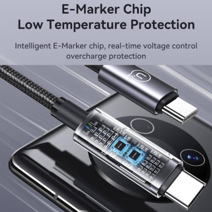 USAMS US-SJ671 Typ-C-auf-Typ-C-100-W-Schnelllade-Digitalanzeige-Datenkabel, Länge: 1,2 m – Bild 4