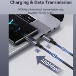 USAMS US-SJ671 Typ-C-auf-Typ-C-100-W-Schnelllade-Digitalanzeige-Datenkabel, Länge: 1,2 m – Bild 6