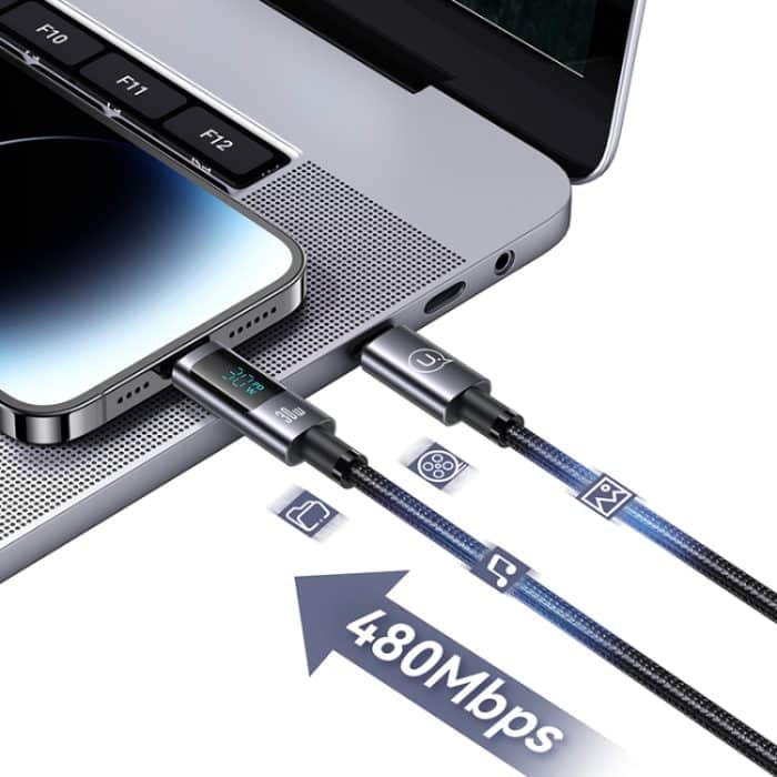 USAMS US-SJ672 Typ-C auf 8-poliges 30-W-Schnelllade-Digitalanzeige-Datenkabel, Länge: 1,2 m – Bild 5