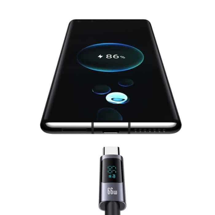 USAMS US-SJ673 USB-auf-Typ-C-6A-Schnelllade-Digitalanzeige-Datenkabel, Länge: 1,2 m – Bild 2