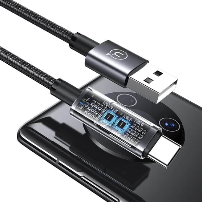 USAMS US-SJ673 USB-auf-Typ-C-6A-Schnelllade-Digitalanzeige-Datenkabel, Länge: 1,2 m – Bild 3