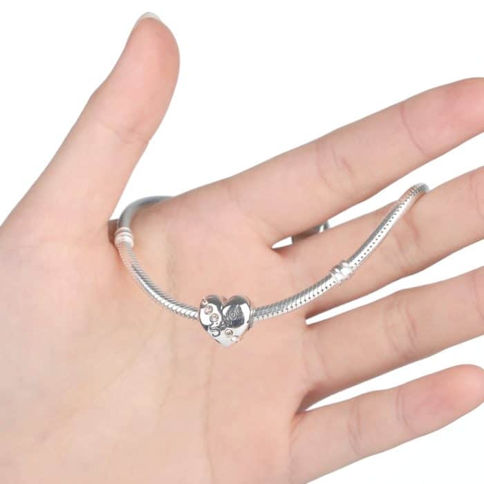 S925 Sterling Silber Herz Schwester Brief Perlen DIY Armband Halskette Zubehör – Bild 5