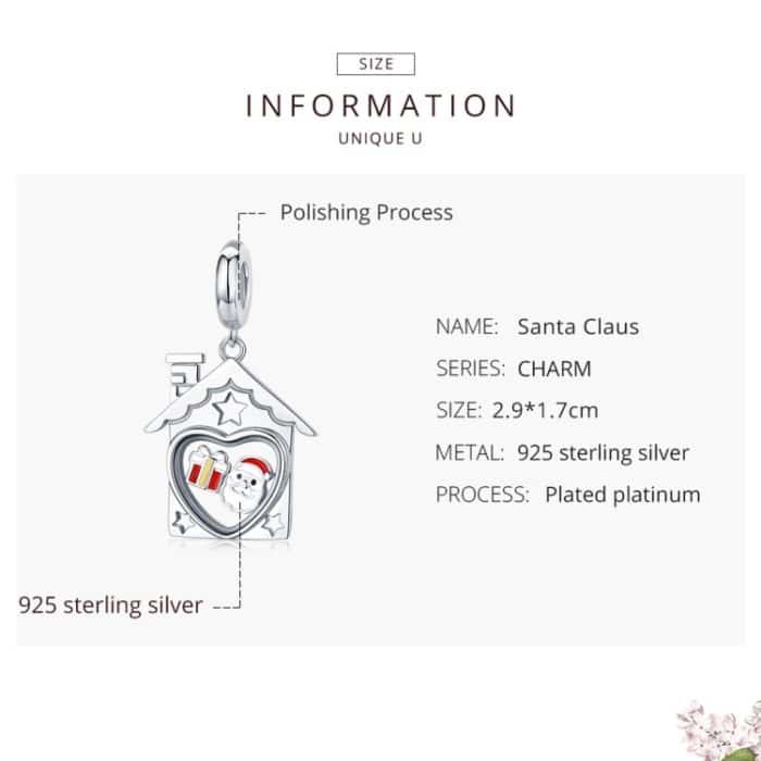 S925 Sterling Silber Anhänger platiniert Santa Beads DIY Armband Halskette Zubehör – Bild 6