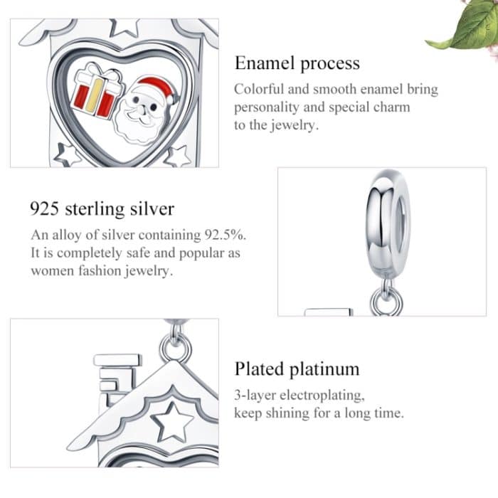 S925 Sterling Silber Anhänger platiniert Santa Beads DIY Armband Halskette Zubehör – Bild 7