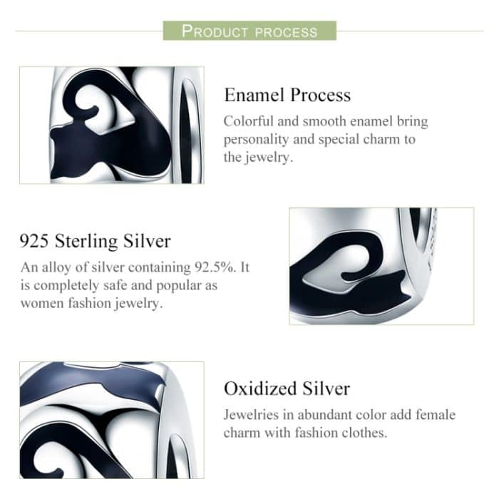 S925 Sterling Silber Katze Silhouette Anhänger Perlen DIY Armband Halskette Zubehör – Bild 4