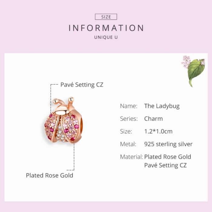 S925 Sterling Silber Marienkäfer Zirkon Perlen DIY Armband Halskette Zubehör – Bild 5