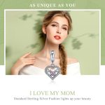 S925 Sterling Silber Anhänger Herzförmige Mulde Ich liebe Mutter Perlen DIY Armband Halskette Zubehör – Bild 6