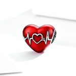 S925 Sterling Silber Anhänger Liebe Herzschlag Rot Liebe Herz Linie Illustration Perlen DIY Armband Halskette Zubehör – Bild 2