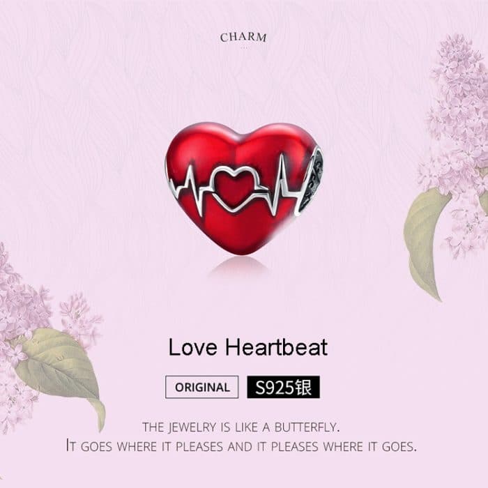 S925 Sterling Silber Anhänger Liebe Herzschlag Rot Liebe Herz Linie Illustration Perlen DIY Armband Halskette Zubehör – Bild 5