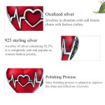 S925 Sterling Silber Anhänger Liebe Herzschlag Rot Liebe Herz Linie Illustration Perlen DIY Armband Halskette Zubehör – Bild 6