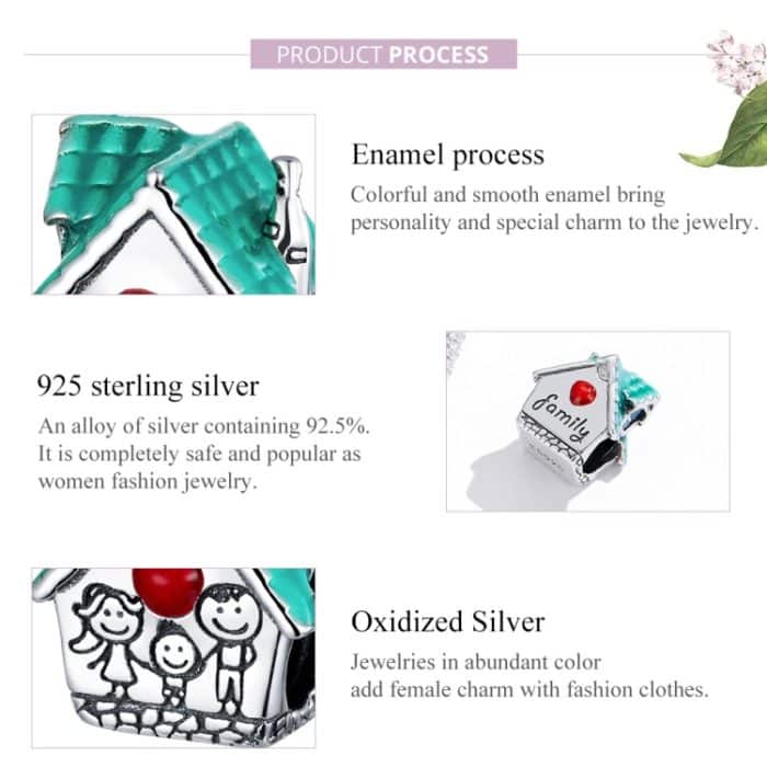 S925 Sterling Silber Kleine Haus Perlen DIY Armband Halskette Zubehör – Bild 4