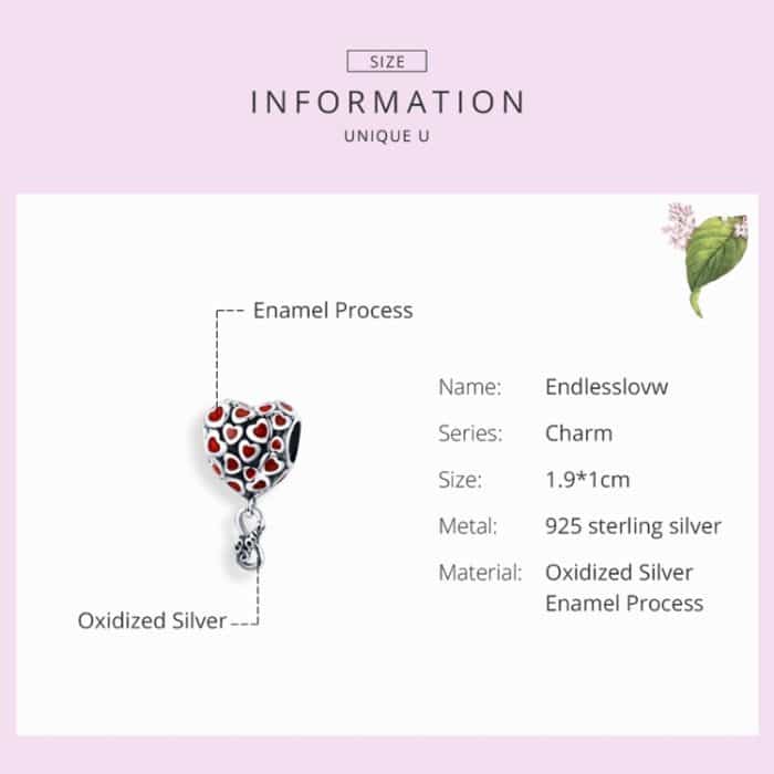 S925 Sterling Silber Rot Herz Perlen DIY Armband Halskette Zubehör – Bild 5