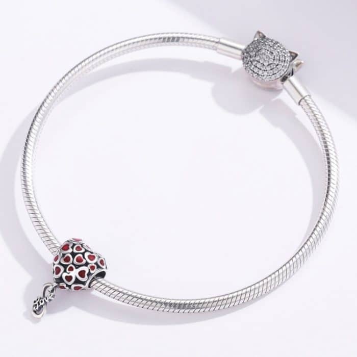 S925 Sterling Silber Rot Herz Perlen DIY Armband Halskette Zubehör – Bild 7