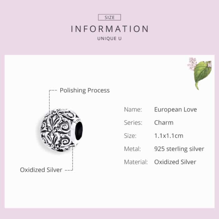S925 Sterling Silber Retro Blume Textur Perlen DIY Armband Halskette Zubehör – Bild 4