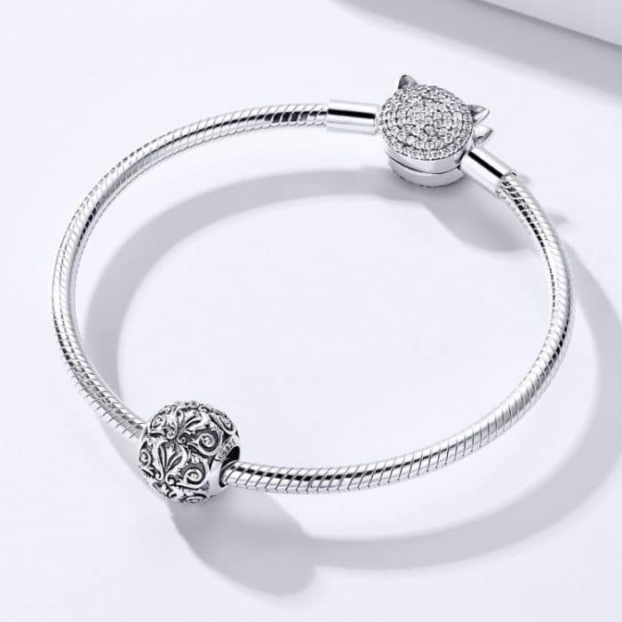 S925 Sterling Silber Retro Blume Textur Perlen DIY Armband Halskette Zubehör – Bild 7