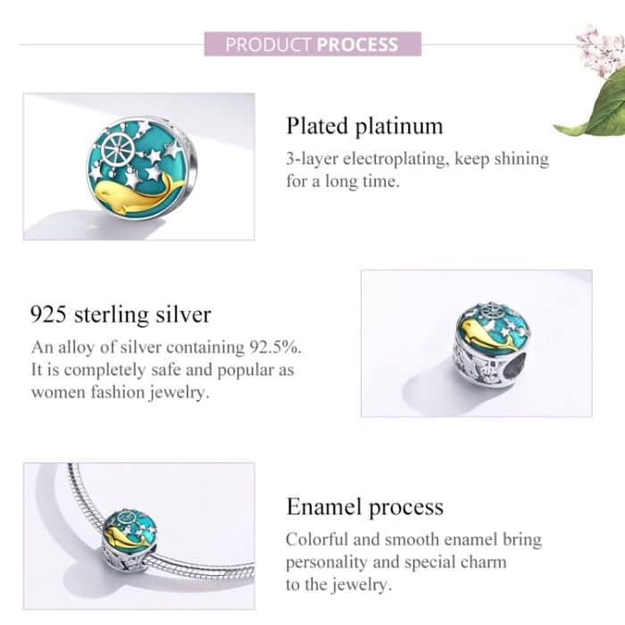 S925 Sterling Silber Whale Star Perlen DIY Armband Halskette Zubehör – Bild 4