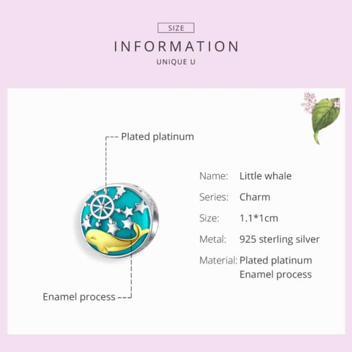 S925 Sterling Silber Whale Star Perlen DIY Armband Halskette Zubehör – Bild 5