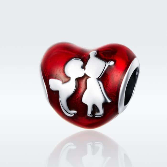 S925 Sterling Silber Rot Herz Junge Mädchen Perlen DIY Armband Halskette Zubehör – Bild 2