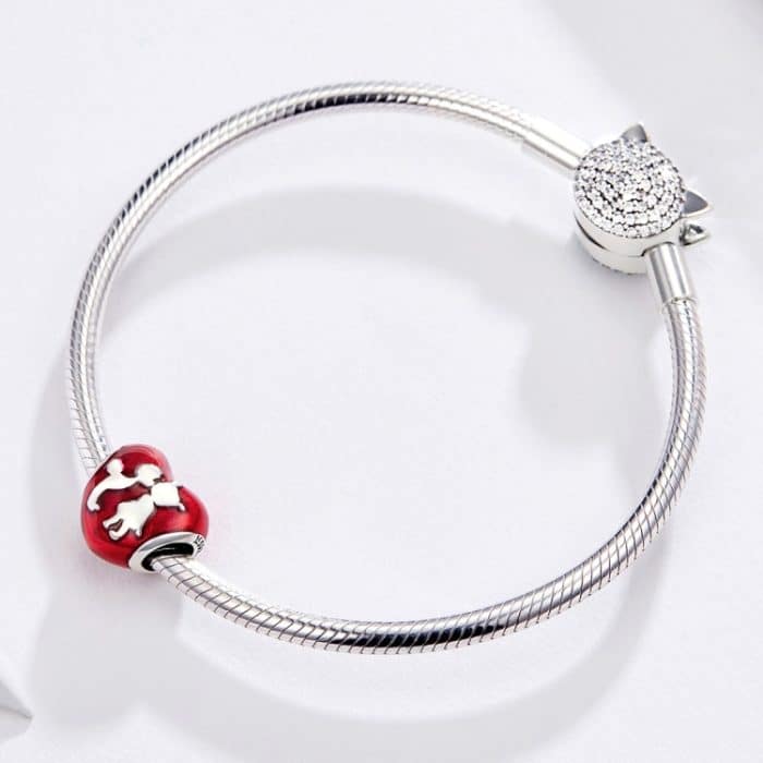 S925 Sterling Silber Rot Herz Junge Mädchen Perlen DIY Armband Halskette Zubehör – Bild 7